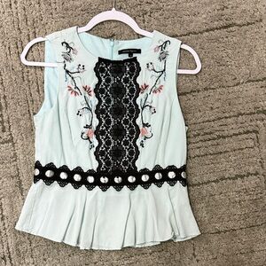 Nanette Lepore Light Blue Embroidered Blouse